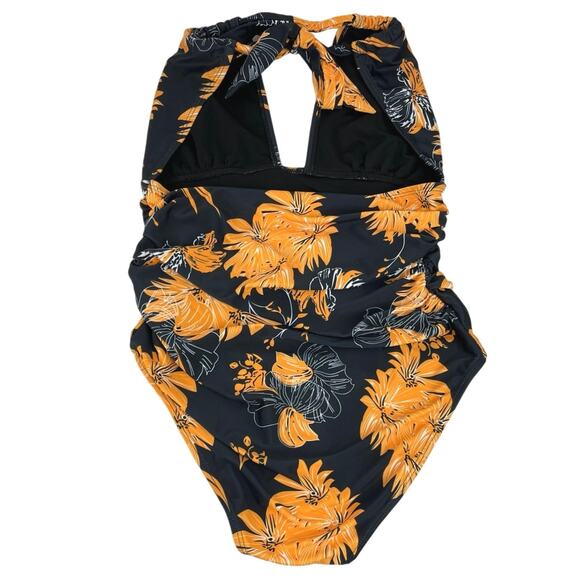 B2PRITY Multiclolor Halter Neck Floral Open Back One Piece Swimwear Swimsuit L - Picture 2 of 4